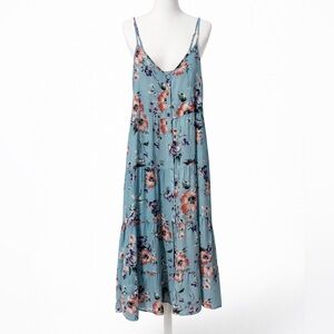 Xhilaration Floral Teal Maxi Dress